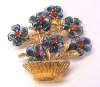 Swoboda Sapphire & Ruby Flower Pot Brooch