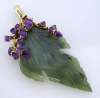 Swoboda Jade & Amethyst Leaf Brooch/Pendant