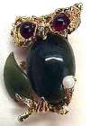 Swoboda Jade Owl Pin