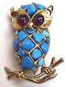 Swoboda Turquoise Gemstone Owl Pin