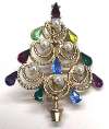 Christmas Tree Brooch - Multi Stones & Pearls
