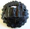 Victorian Bog Oak Mourning Brooch ~ Castle & Shamrocks