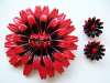 Red and Black Enameled Flower Power Set