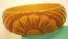 Carved Butterscotch Bakelite Floral Bangle