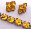 Art Deco Sterling & Citrine Glass Bracelet & Earring Set