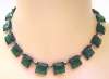 Hunter Green Glass Czech Deco Necklace