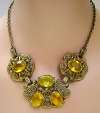 Edwardian Brass & Citrine Glass Necklace