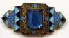 Czech Deco Blue Glass & Enamel Pin