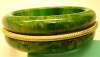 Bakelite Green Bangle w/ Gold Braid Center