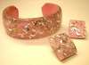 Lucite Pink Confetti Cuff & Earring Set