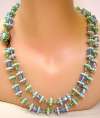 Blue & Green Crystal Flower Necklace