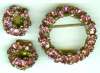 Warner Pink Glass Wreath Pin & Earring Set
