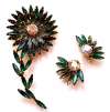 JULIANA Green Rhinestone Flower Brooch & Earring Set