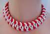 German Red & White Glass Necklace & Earring Set