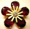 Ugo Correani Red Glass Flower Brooch