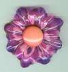 Lucite Resin Purple Flower Pin w/ Peach Center