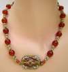 Carnelian Glass & Brass Necklace