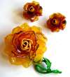 Lucite Resin Yellow Flower Pin & Earring Set