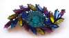 Vintage Jewel Tone Navettes Brooch w/ Japanned Setting