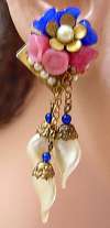 Rousselet ? French Glass Floral & Pearl Drop Earrings