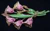 Enameled Pink Tulips Brooch