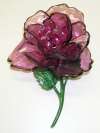 Vendome Purple Lucite Resin Rose Brooch