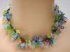 Venetian Glass Multicolor Icicles Bead Cluster Necklace