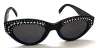 Vintage Black Plastic Sunglasses w/ Silver Dot Trim