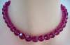 Vintage Fuschia Crystal Bead Choker Necklace