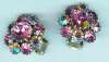 Pink Rhinestone & Aurora Borealis Clip Earrings