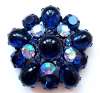 Vintage  Sapphire Blue Glass Cabochon Brooch