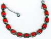 Deco Sterling & Red Glass Line Bracelet