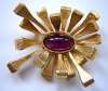 Brania Amethyst Glass & Goldtone Sunburst Brooch