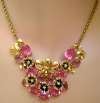 1940's Pink Glass Floral & Bow Necklace