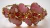 Hobe Pink Poured Glass Floral Necklace, Clamper Bracelet & Earrings Parure