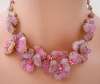 Hobe Pink Poured Glass Floral Necklace, Clamper Bracelet & Earrings Parure