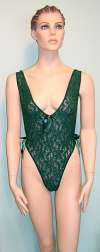 Vintage Lingerie ~ Sexy French-Cut Green Lace Teddy