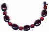 Ruby Red Glass & Black Japanned Bracelet
