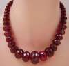 Lucite Cherry Juice Faceted Bead Necklace
