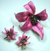 Pastelli Pink Orchid Flower Brooch & Earrings