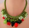 Vintage Dangling Glass Fruits & Green Bead Necklace