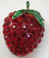 Forbidden Fruit Lucite & Rhinestone Strawberry Pin