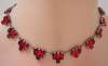 Czech Red Step Glass Necklace & Earring Set