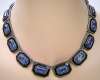 Czech Blue Glass & Black Enameled Necklace