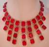 Bib Necklace w/ Openbacked Red Glass Stones