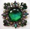 Claudette Emerald Green Glass Brooch