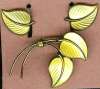 Norway Sterling & Guilloche Enamel Leaf Set