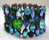 Regency Wide Blue, Green & Purple Glass Bracelet