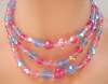 Vendome 3-Strand Pink & Blue Crystal Necklace