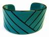 Plastic Laminated & Cut Thru Teal & Black Cuff Bracelet